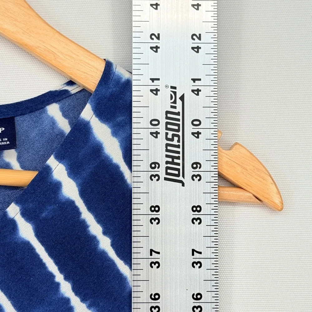 Lands End Midi Dress Womens 4 Petite Blue Tie Dye Chevron Coastal Beach Nautical